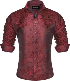 Alimens & Gentle Mens Paisley Shirts Dress Shirt for Men Western Cowboy Shirt Long Sleeve Button Down Shirt Wedding Party
