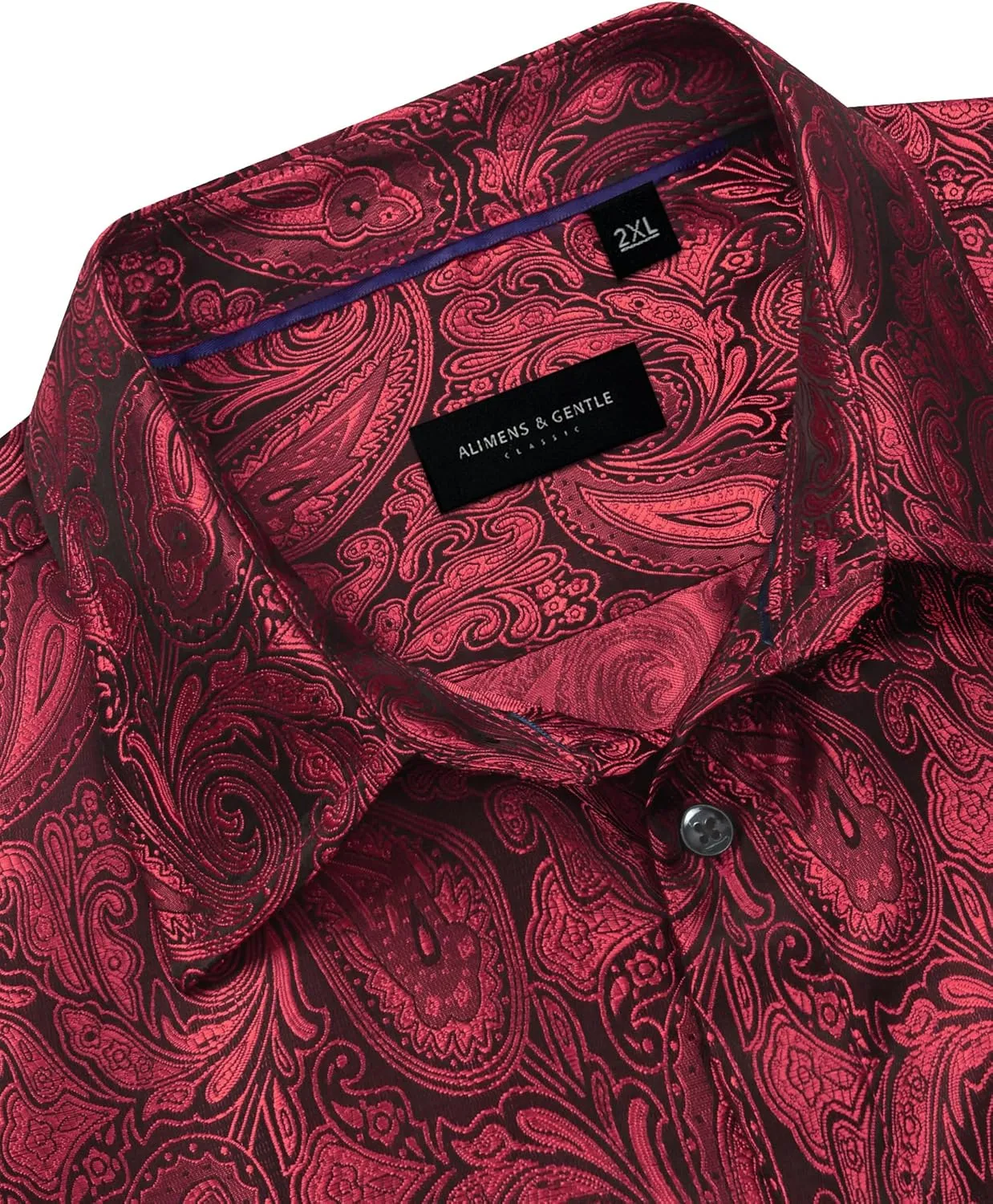 Alimens & Gentle Mens Paisley Shirts Dress Shirt for Men Western Cowboy Shirt Long Sleeve Button Down Shirt Wedding Party
