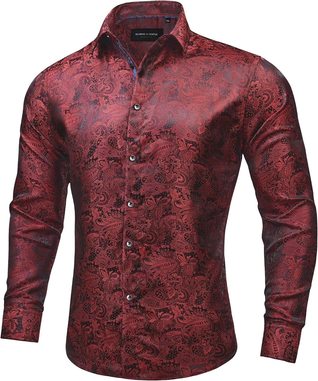 Alimens & Gentle Mens Paisley Shirts Dress Shirt for Men Western Cowboy Shirt Long Sleeve Button Down Shirt Wedding Party