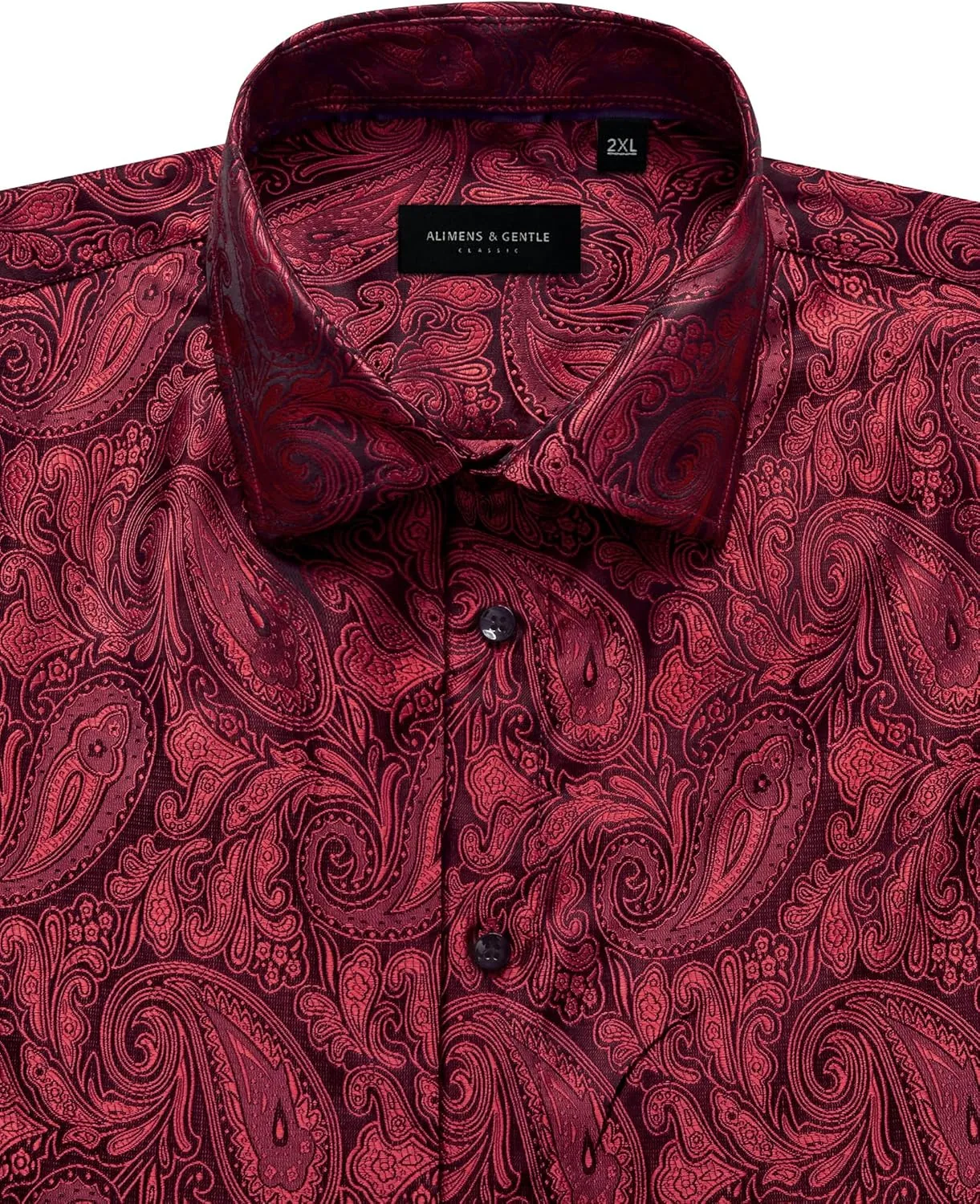 Alimens & Gentle Mens Paisley Shirts Dress Shirt for Men Western Cowboy Shirt Long Sleeve Button Down Shirt Wedding Party