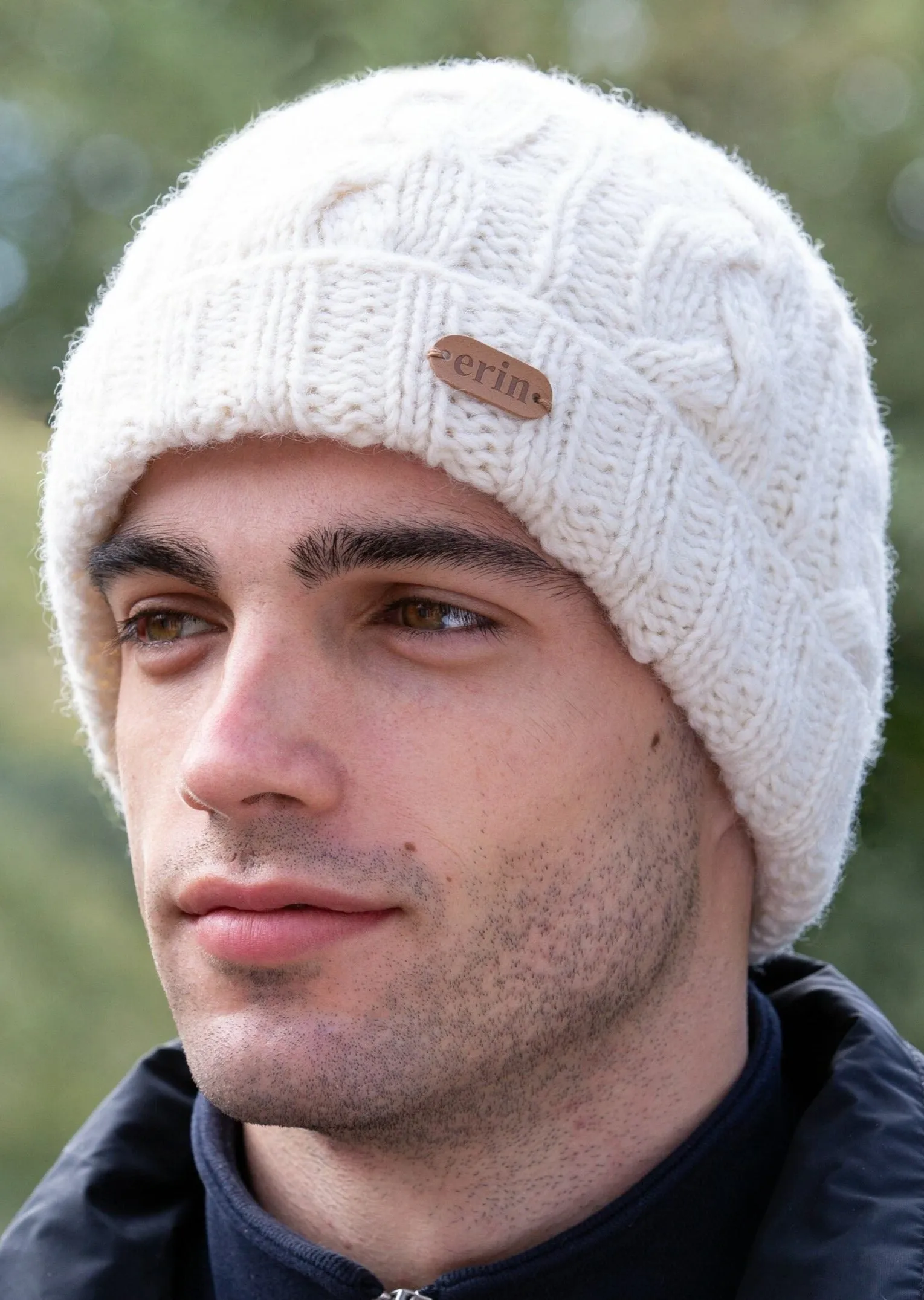 Aran Cable Turnup Hat | Natural