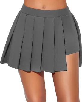 Avidlove Womens Pleated Mini Skirt With Solid Ruffle Lingerie Y2k Short Cheer Tennis Skirt