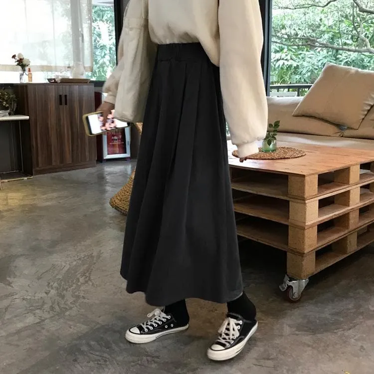Basic Maxi Skirt with Elastic Waistband