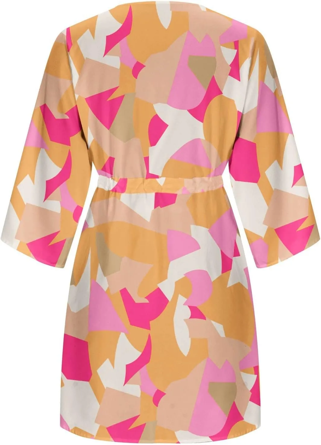 BAXLIMEK Beach Dresses for Women,2025 Elegant Deep V Neck Batwing Sleeve Mini Dress Flowy Ruched Tiered Print Vacation Dress