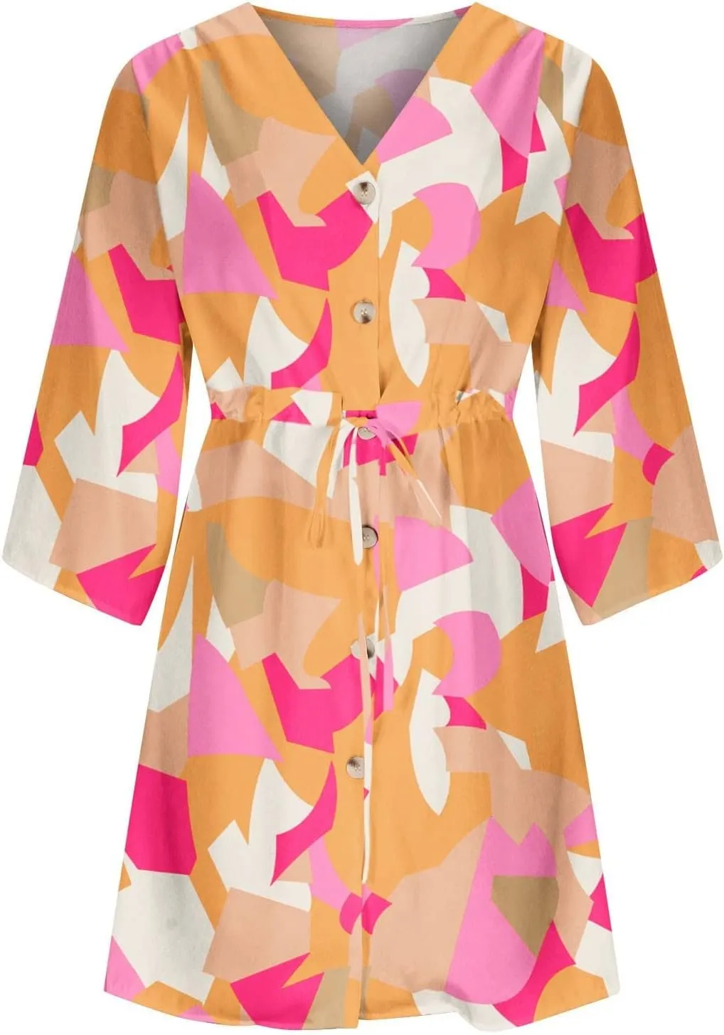 BAXLIMEK Beach Dresses for Women,2025 Elegant Deep V Neck Batwing Sleeve Mini Dress Flowy Ruched Tiered Print Vacation Dress