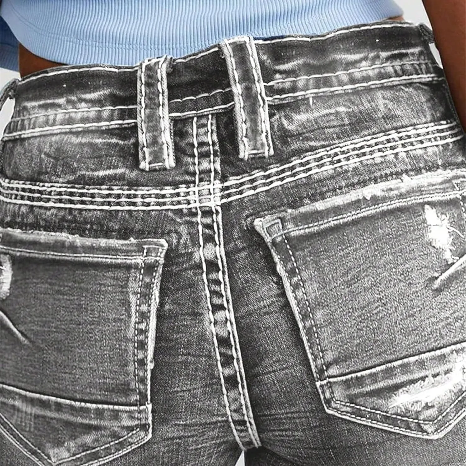 Bootcut Jeans for Women Low Rise Vintage Distressed Jeans 90S Flare Denim Trousers with Pockets Denim Ankle Pants