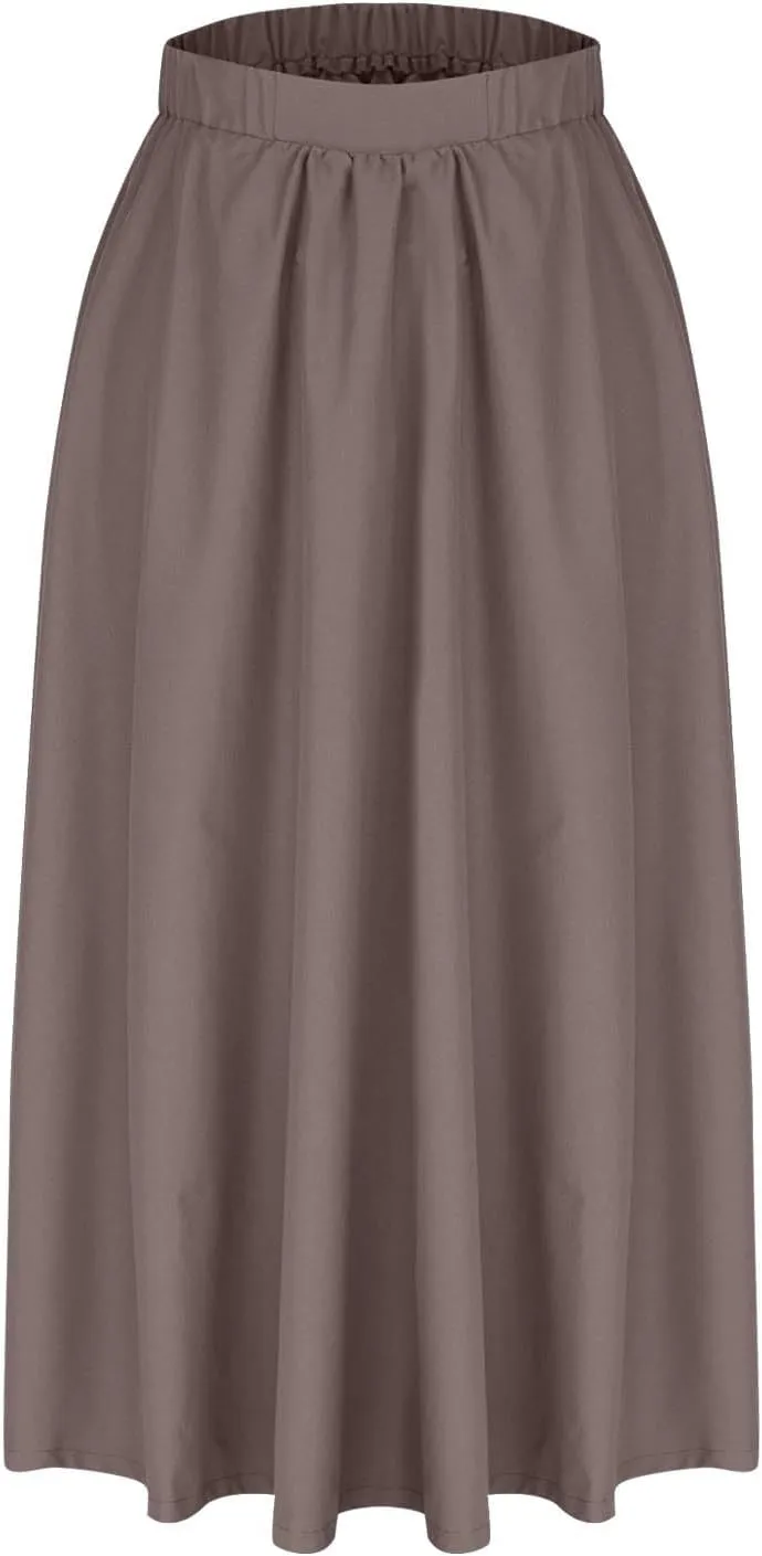 Casual Maxi Skirt for Women Summer Boho Elastic High Waist A-Line Dress Flowy Ruffle Swing Tiered Long Beach Skirt
