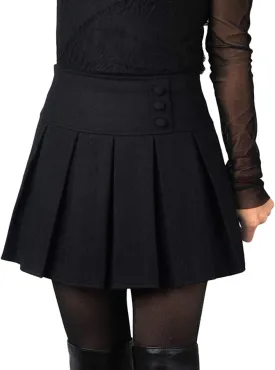 chouyatou Women's Casual Plaid High Waist A-Line Wool Pleated Short Skirt