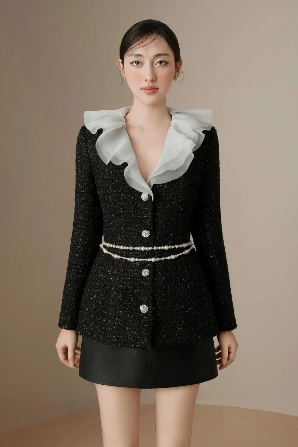 Colette A-line Back Zipper Leather Mini Skirt
