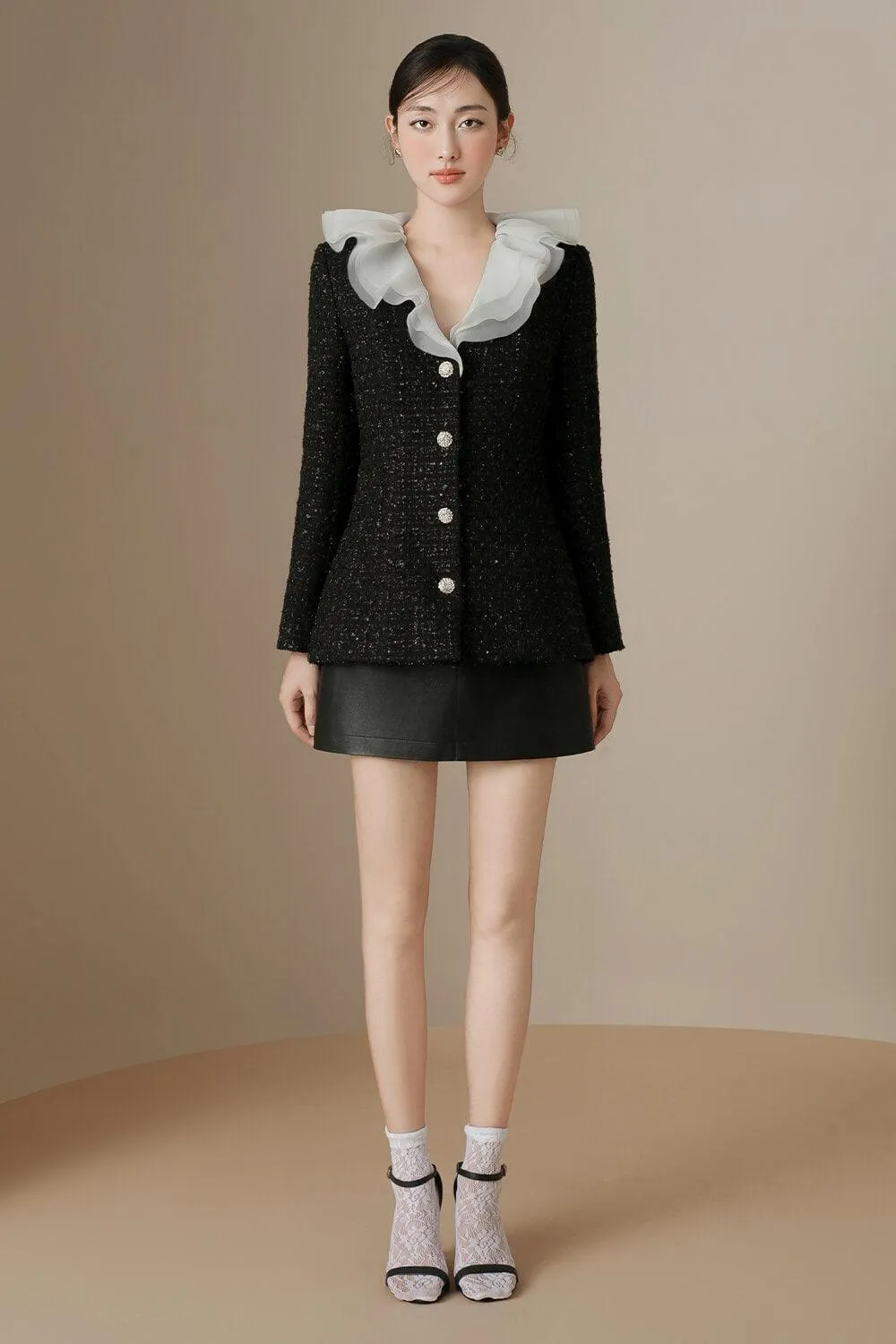 Colette A-line Back Zipper Leather Mini Skirt