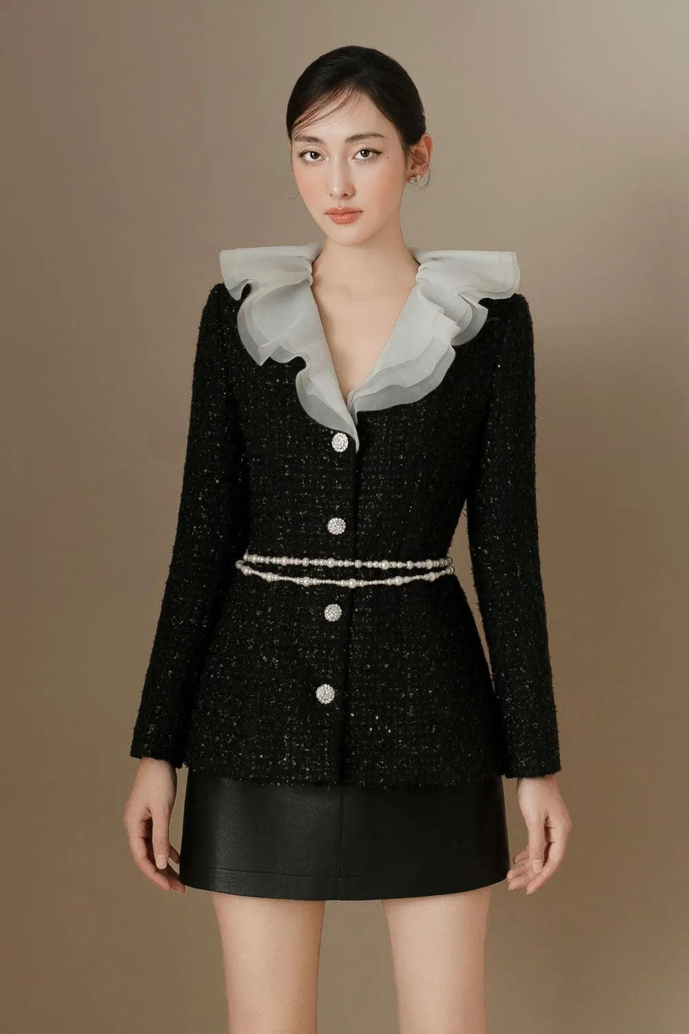 Colette A-line Back Zipper Leather Mini Skirt