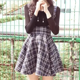 Condole Belt Tall Waist Grid Straps Skirt AD10161