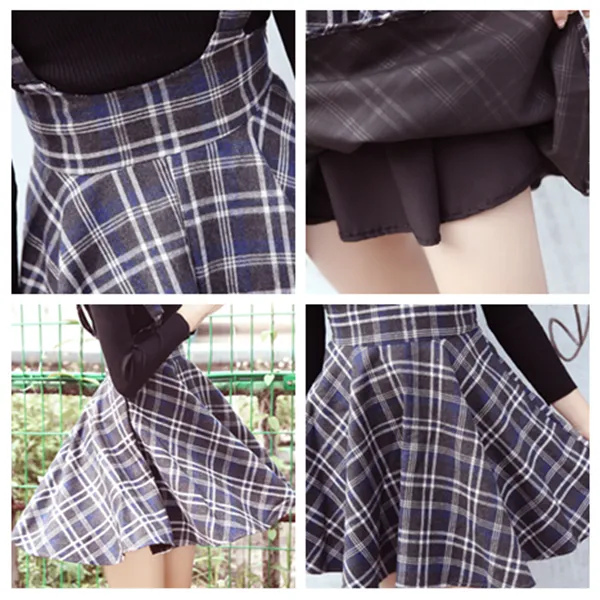Condole Belt Tall Waist Grid Straps Skirt AD10161