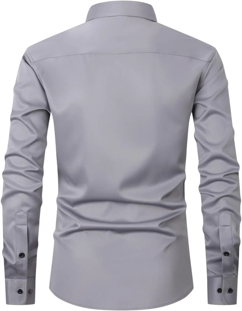 corfty Men Long Sleeve Dress Shirt - Regular Fit Stretch Free-Wrinkle Button Down Shirt