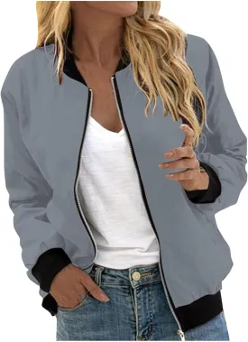 COTECRAM Bomber Jacket Women 2024 Causal Floral Zip Up Coats Long Sleeve Stand Collar Fall Jackets Lightweight Outerwear Tops