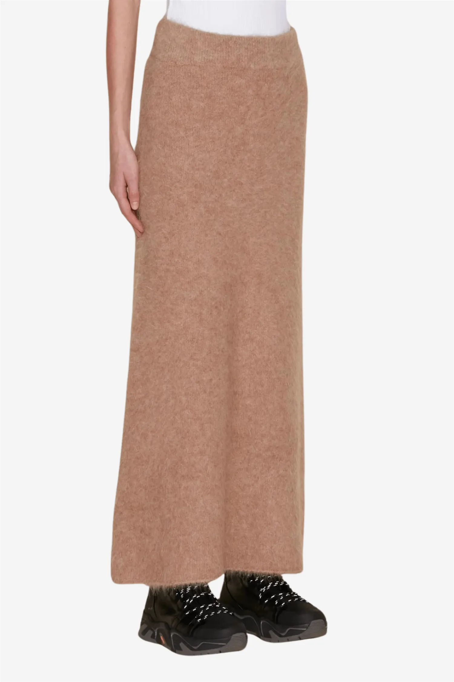 Fure Fluffy Knit Skirt Beige