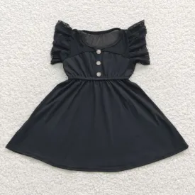 Girl black short sleeve tulle dress GSD0429