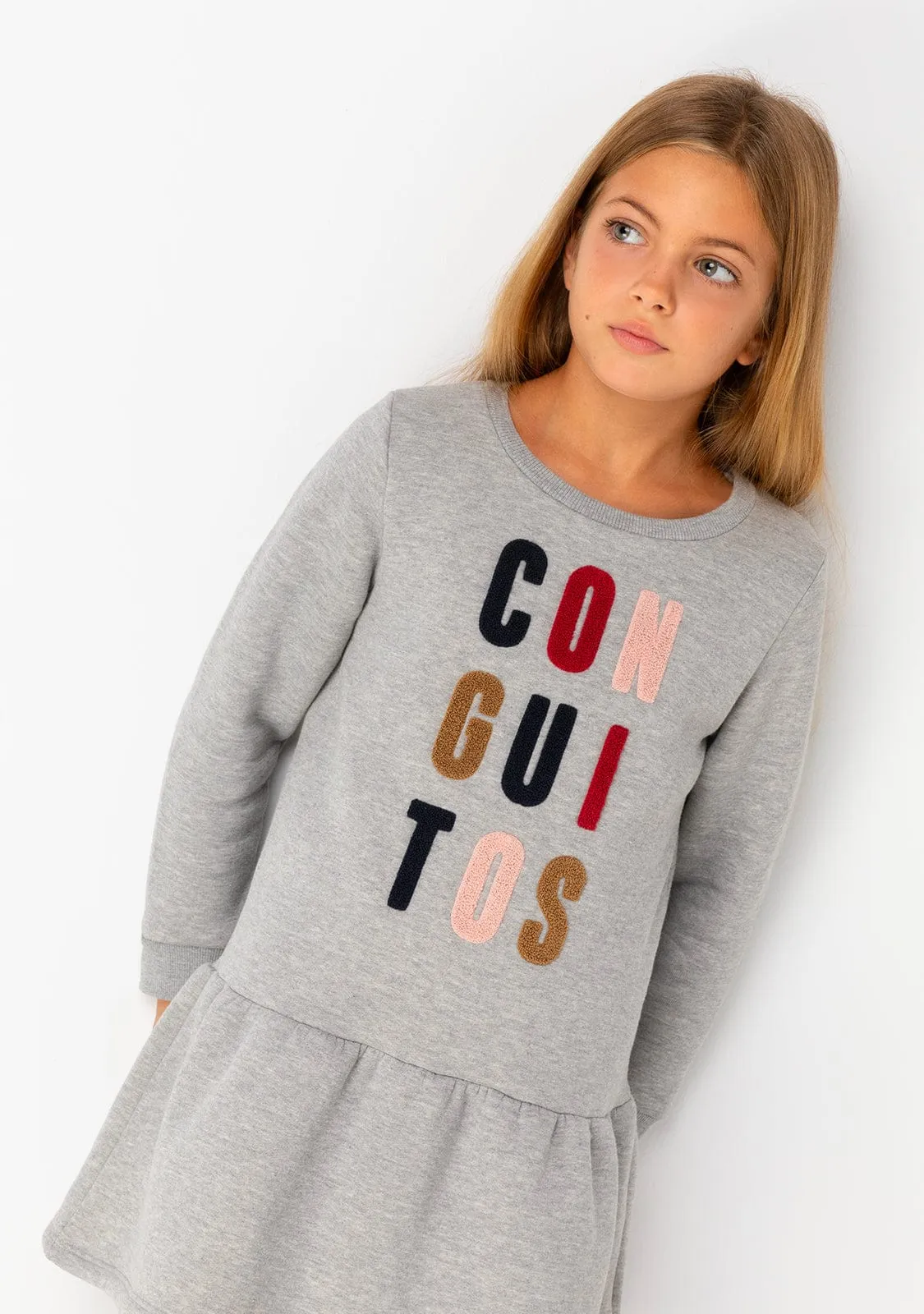 Girl's Grey Conguitos Sweathirt Dress