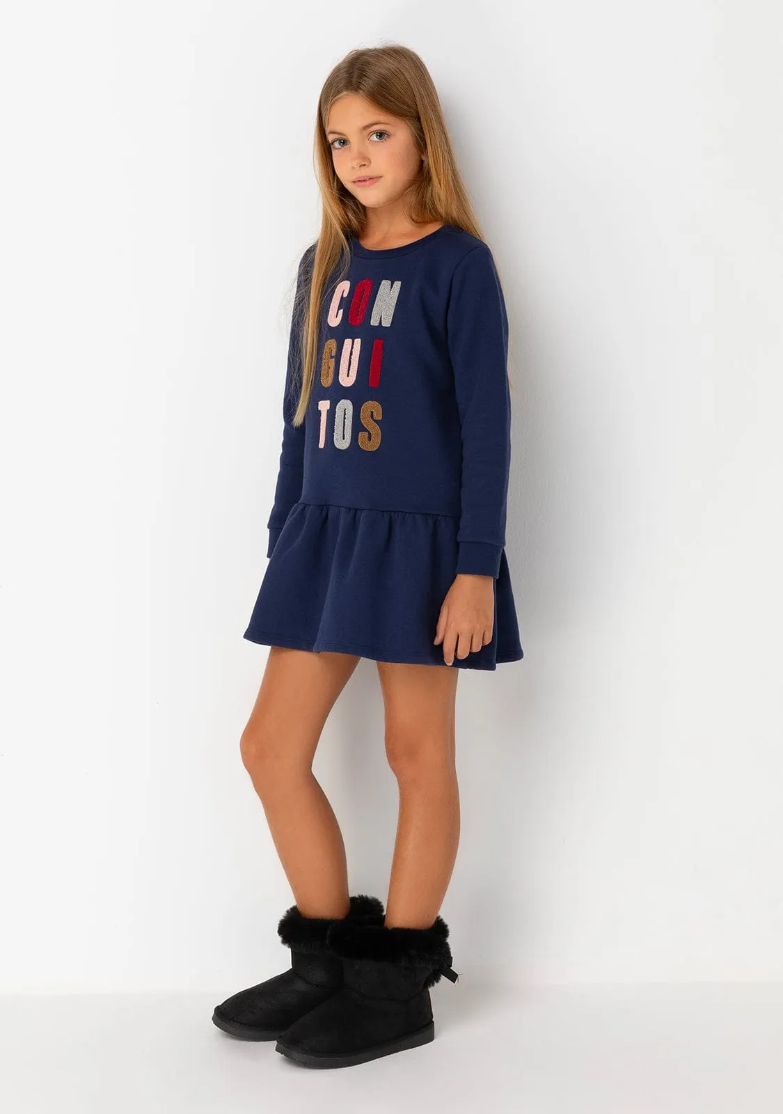 Girl's Navy Conguitos Sweathirt Dress
