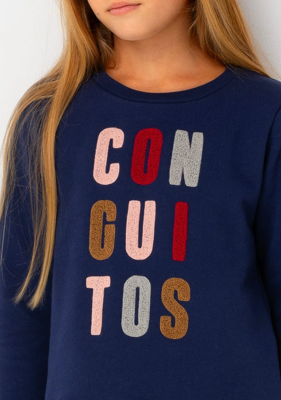 Girl's Navy Conguitos Sweathirt Dress