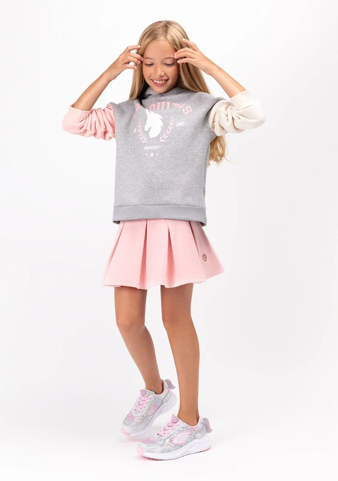 Girl's White Unicorn With Lights Sneakers Metallized