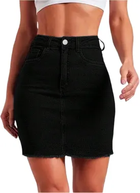 Jean Skirts for Women Denim High Waisted Short Mini Skirt Casual Summer Frayed Hem Cute Jeans Skirts 2025