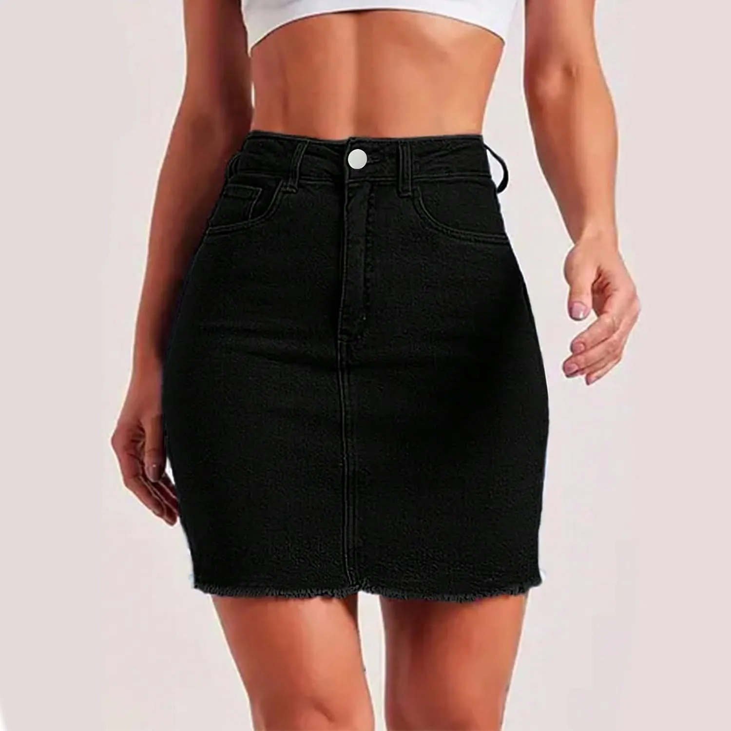Jean Skirts for Women Denim High Waisted Short Mini Skirt Casual Summer Frayed Hem Cute Jeans Skirts 2025