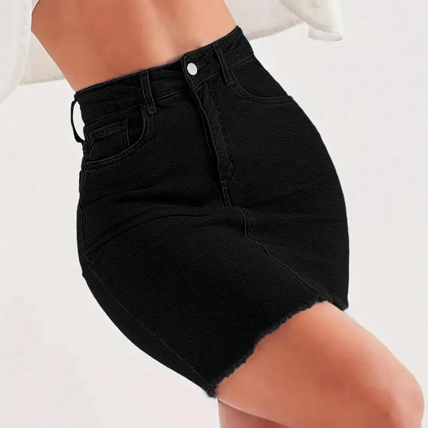 Jean Skirts for Women Denim High Waisted Short Mini Skirt Casual Summer Frayed Hem Cute Jeans Skirts 2025