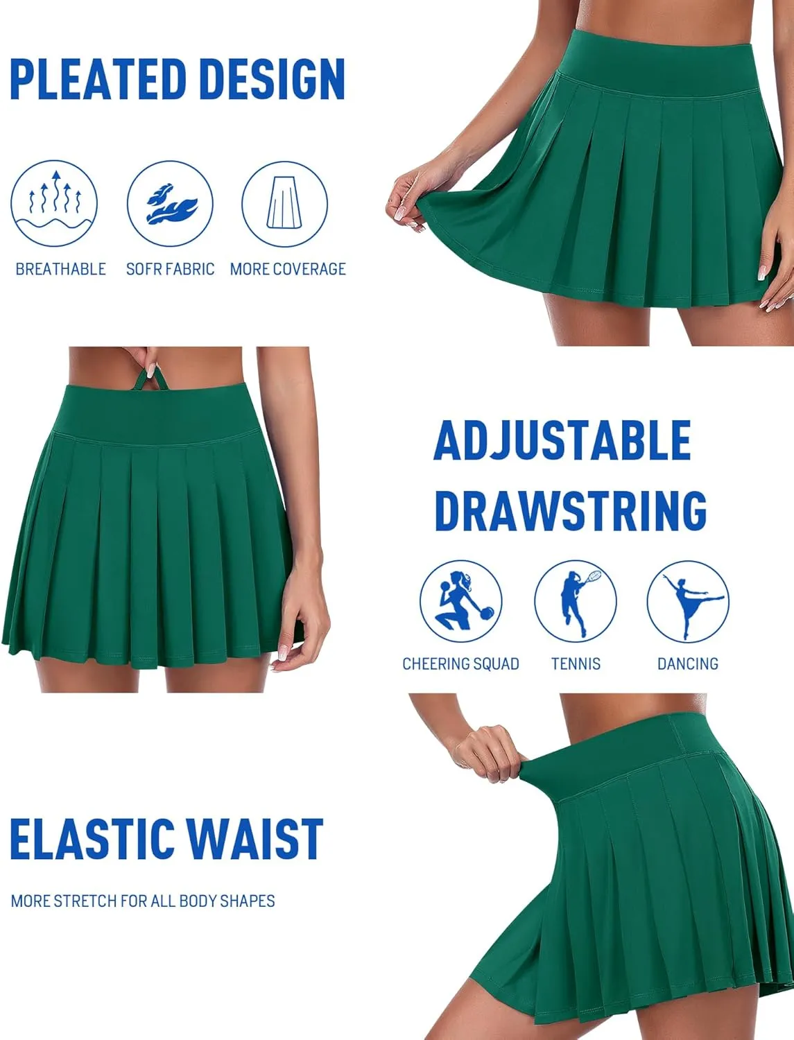 JoyGirl Womens Pleated Skirt with Shorts Tennis Skirt School Uniform Skirt Mini Skater Skirts Skorts with Pockets