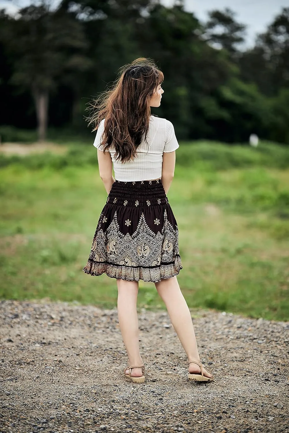 Lannaclothesdesign High Waisted Skirts for Women Short Flowy Summer Skirt Trendy Outfit Knee Length Boho Clothing Fall Skirts