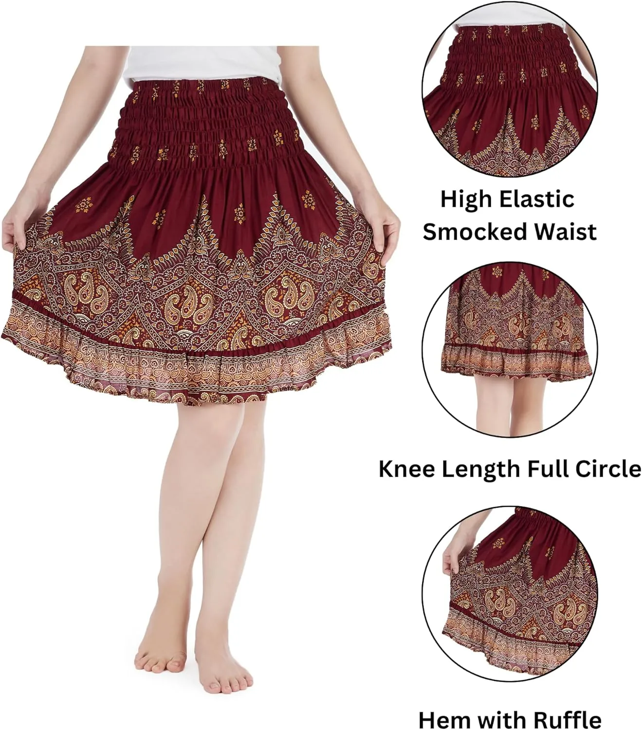 Lannaclothesdesign High Waisted Skirts for Women Short Flowy Summer Skirt Trendy Outfit Knee Length Boho Clothing Fall Skirts