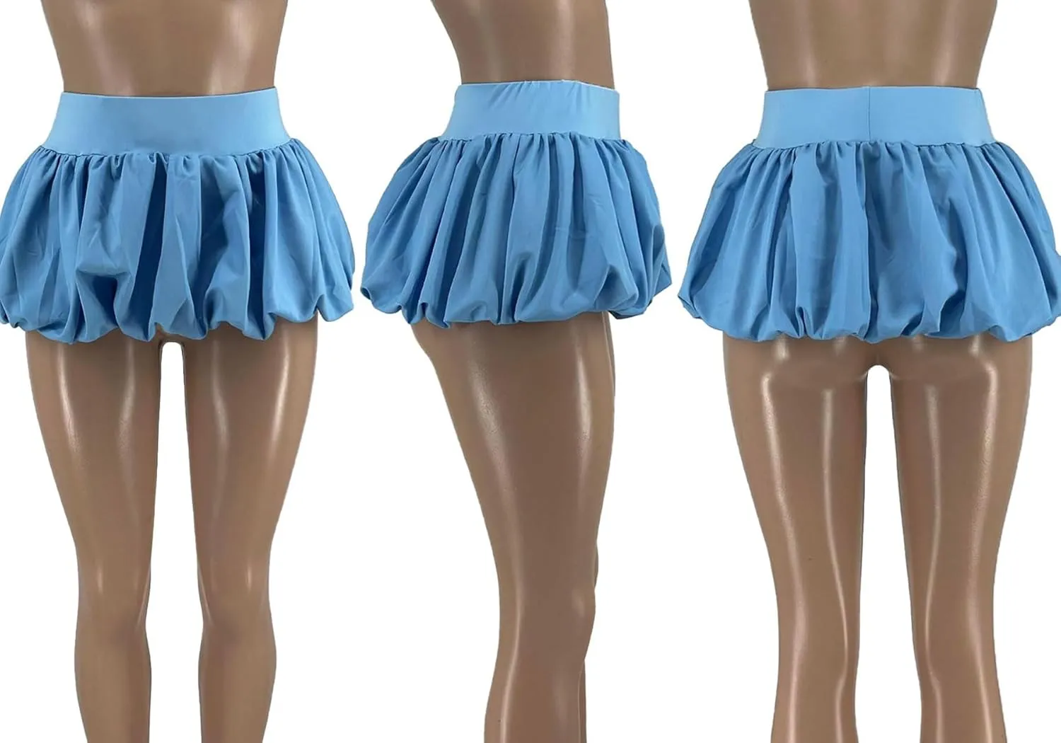 LETSVDO Women's Bubble Mini Skirt Y2k Puffy Pleated Ruffle Elastic Waist A Line Flare Balloon Cute Summer Short Skirts