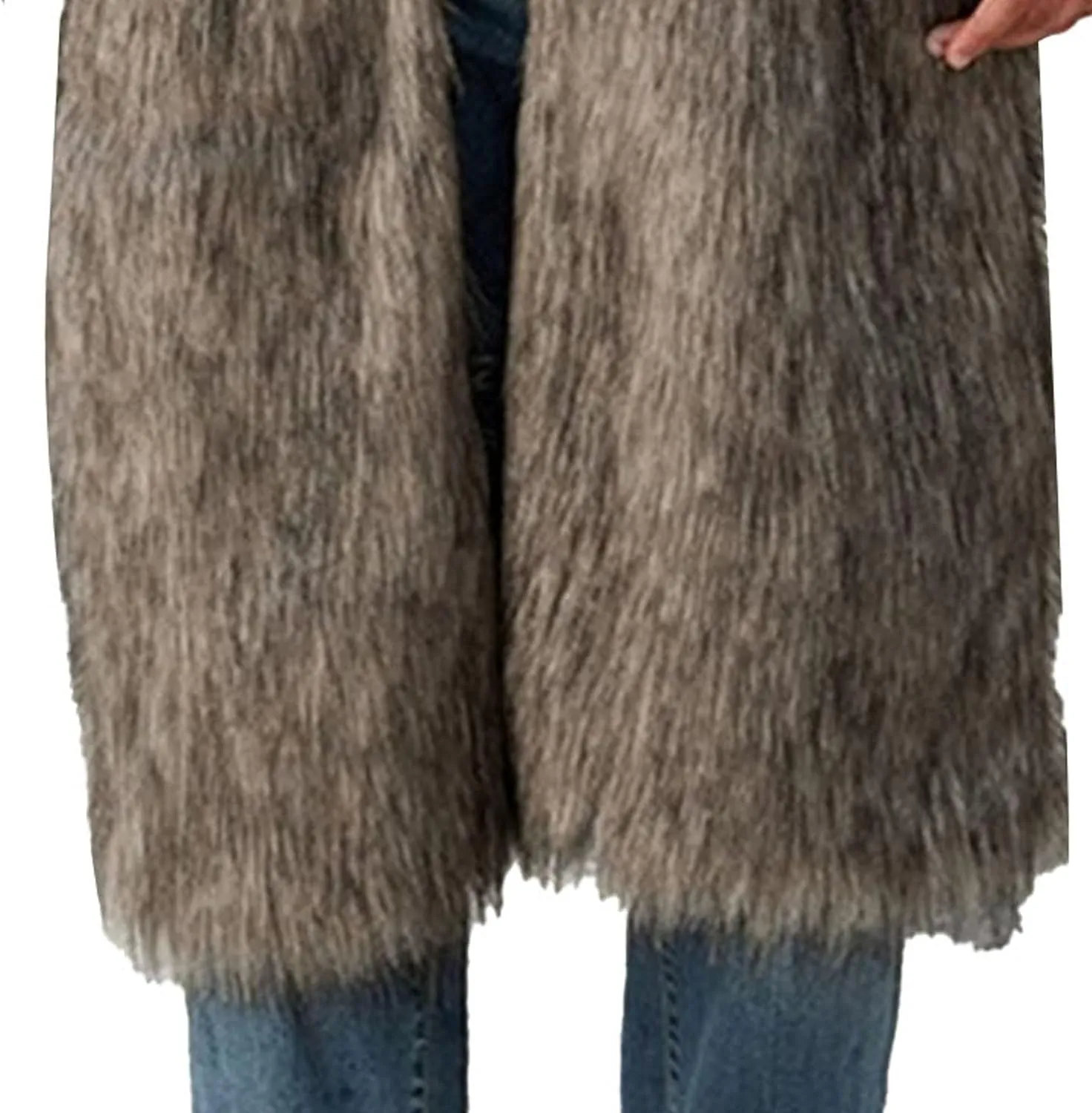Men's Fox Fur Winter Coat Jackets Casual Fluffy Winter Long Jacket Faux Fur Turn-Down Collar Coat