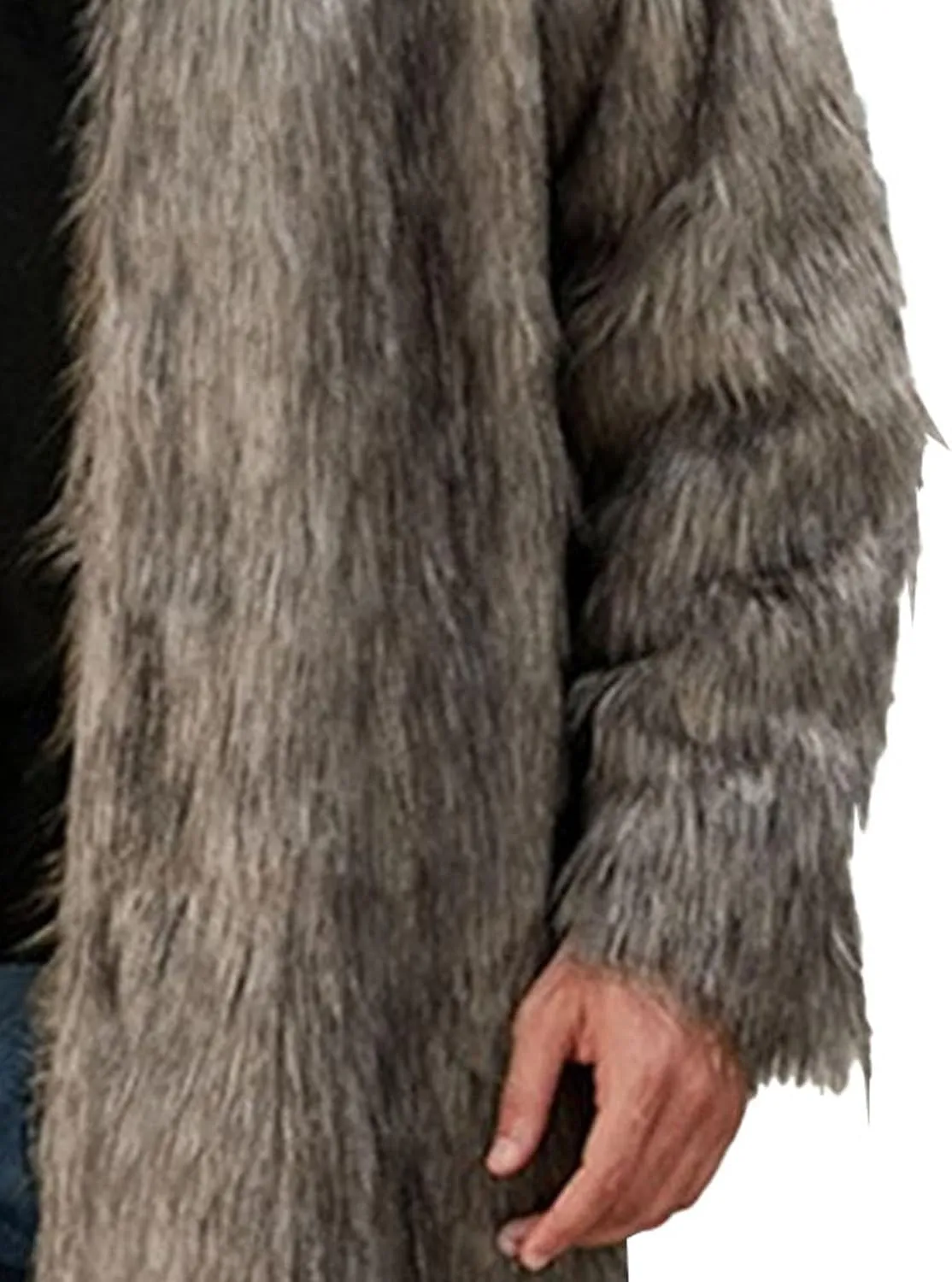 Men's Fox Fur Winter Coat Jackets Casual Fluffy Winter Long Jacket Faux Fur Turn-Down Collar Coat
