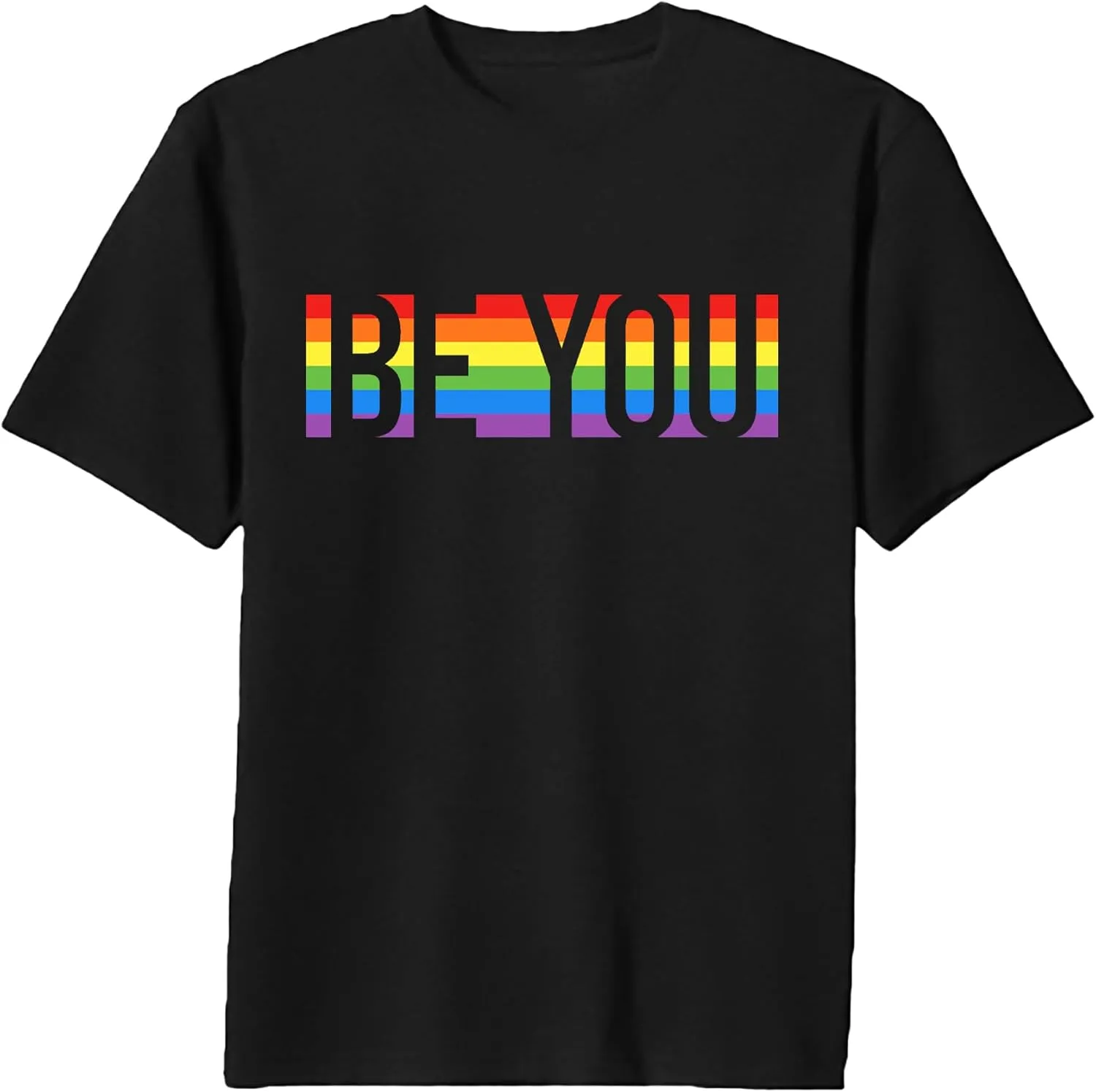 Men's Gay Pride Shirt : Rainbow Graphic Tees Be You T-Shirt LGBT Equality Short Sleeve Blouse Tops