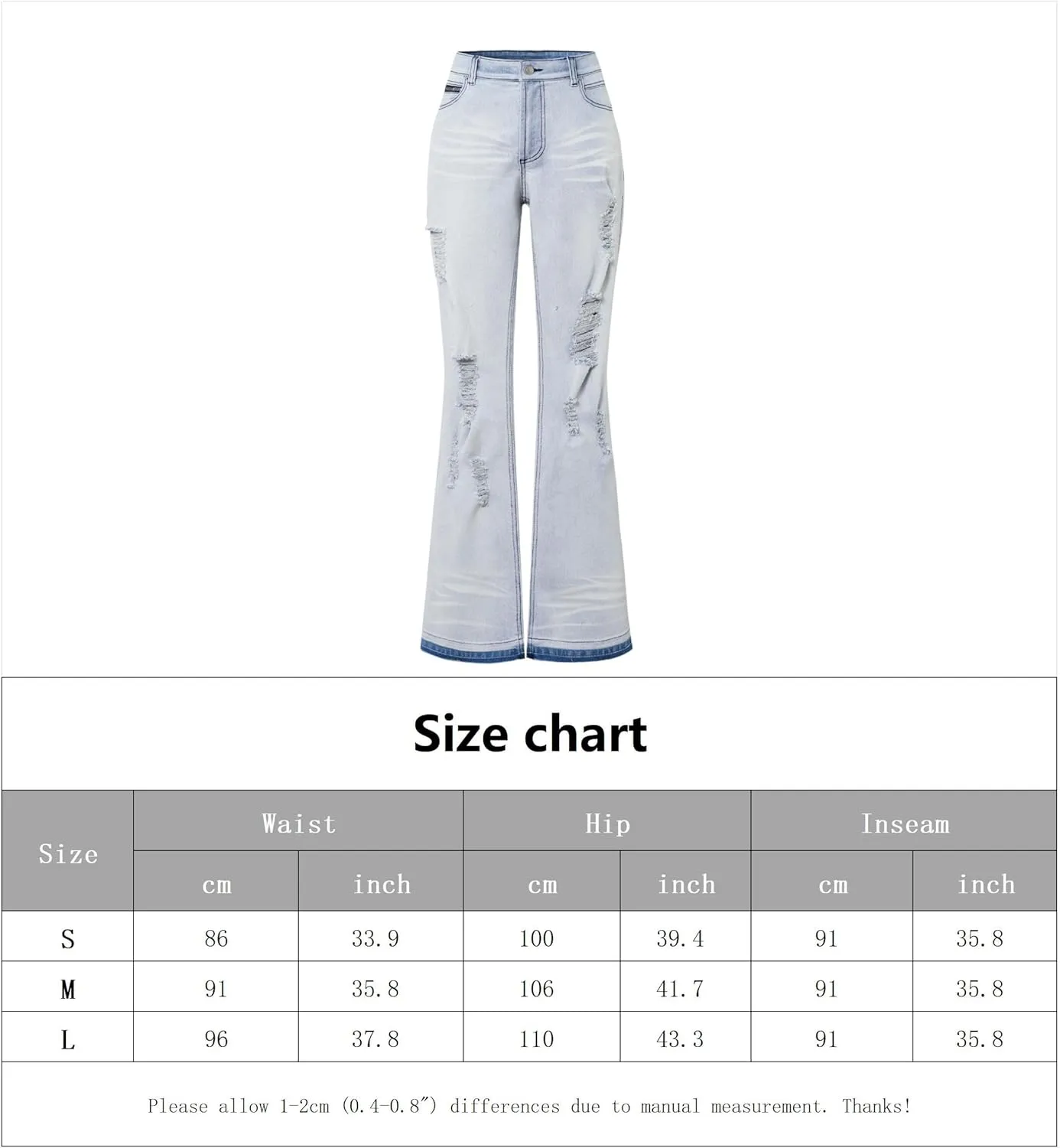 Men's Low-Rise Stretch Ripped Jeans Flare Slim Fit Fashion Denim Jeans