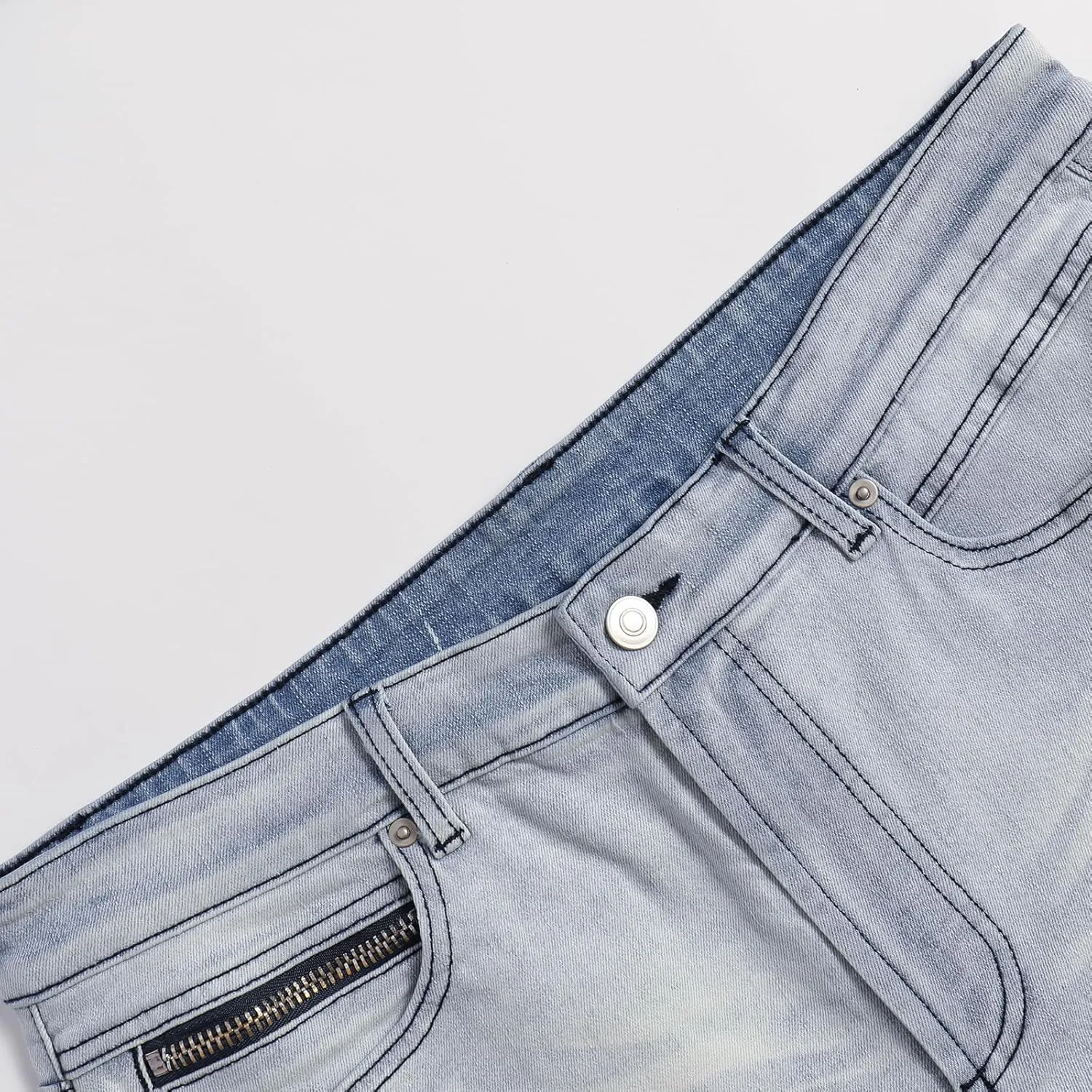 Men's Low-Rise Stretch Ripped Jeans Flare Slim Fit Fashion Denim Jeans