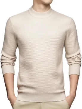 Men's Wool Half High Collar Sweater Thick Business Warm Knitwear Pullover Top