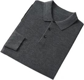 Men's Wool Sweater Polo Shirt Collar Pullover Knitwear Casual Loose Men's Shirts Tops Warm Soft Sweater