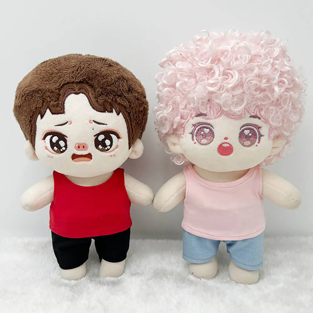 niannyyhouse 10cm 15cm 20cm Doll Clothes Solid Color T-Shirt Short Sleeve Vest Plush Doll Dress Up