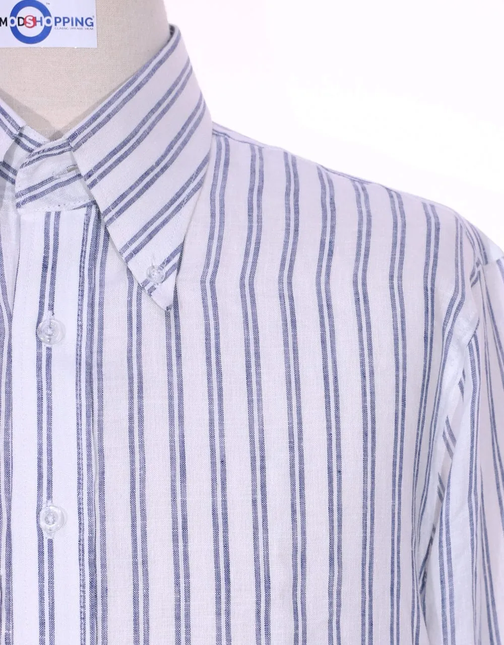 Original Linen Shirt | Navy Blue Striped Linen Shirt