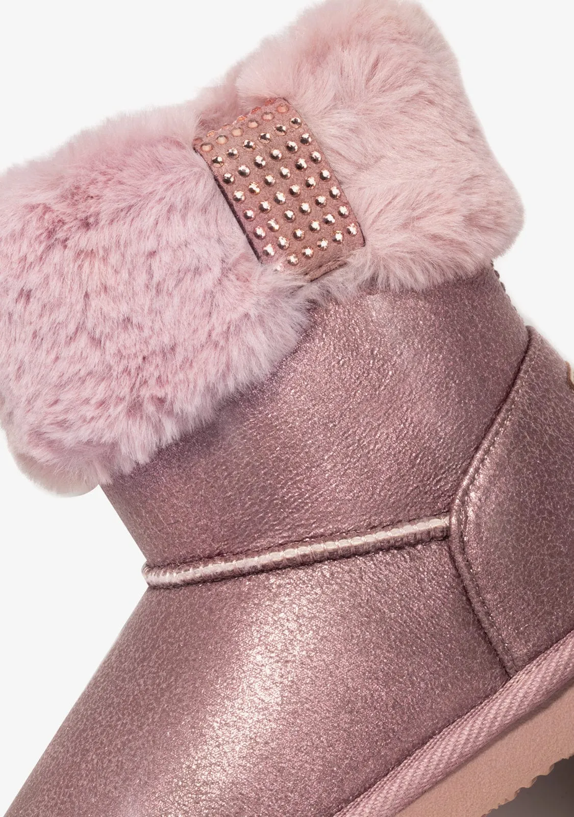 Pink Strass Fur Australian Boots B&W