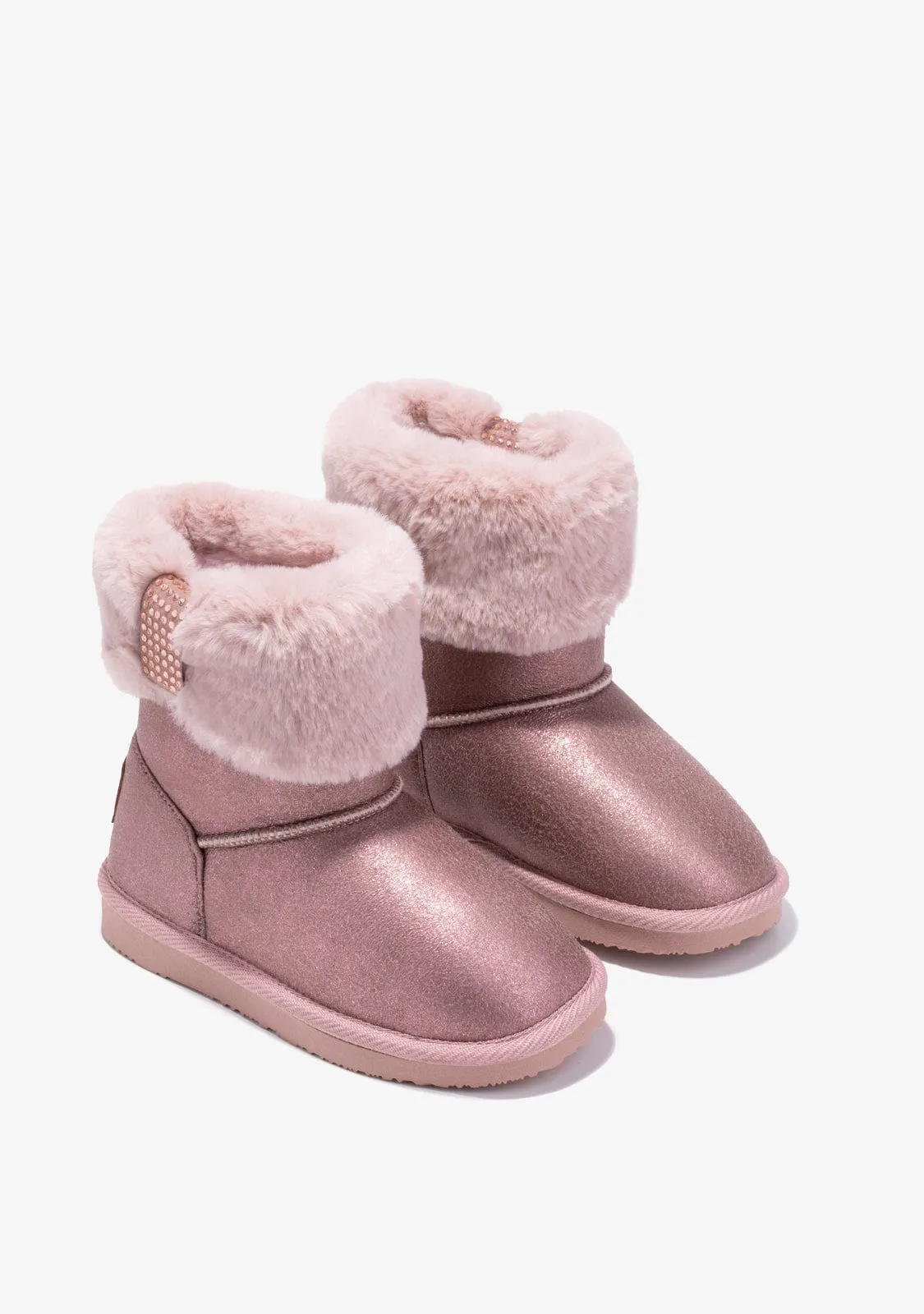 Pink Strass Fur Australian Boots B&W