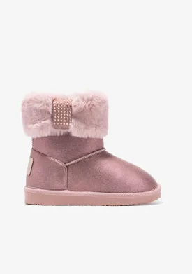 Pink Strass Fur Australian Boots B&W