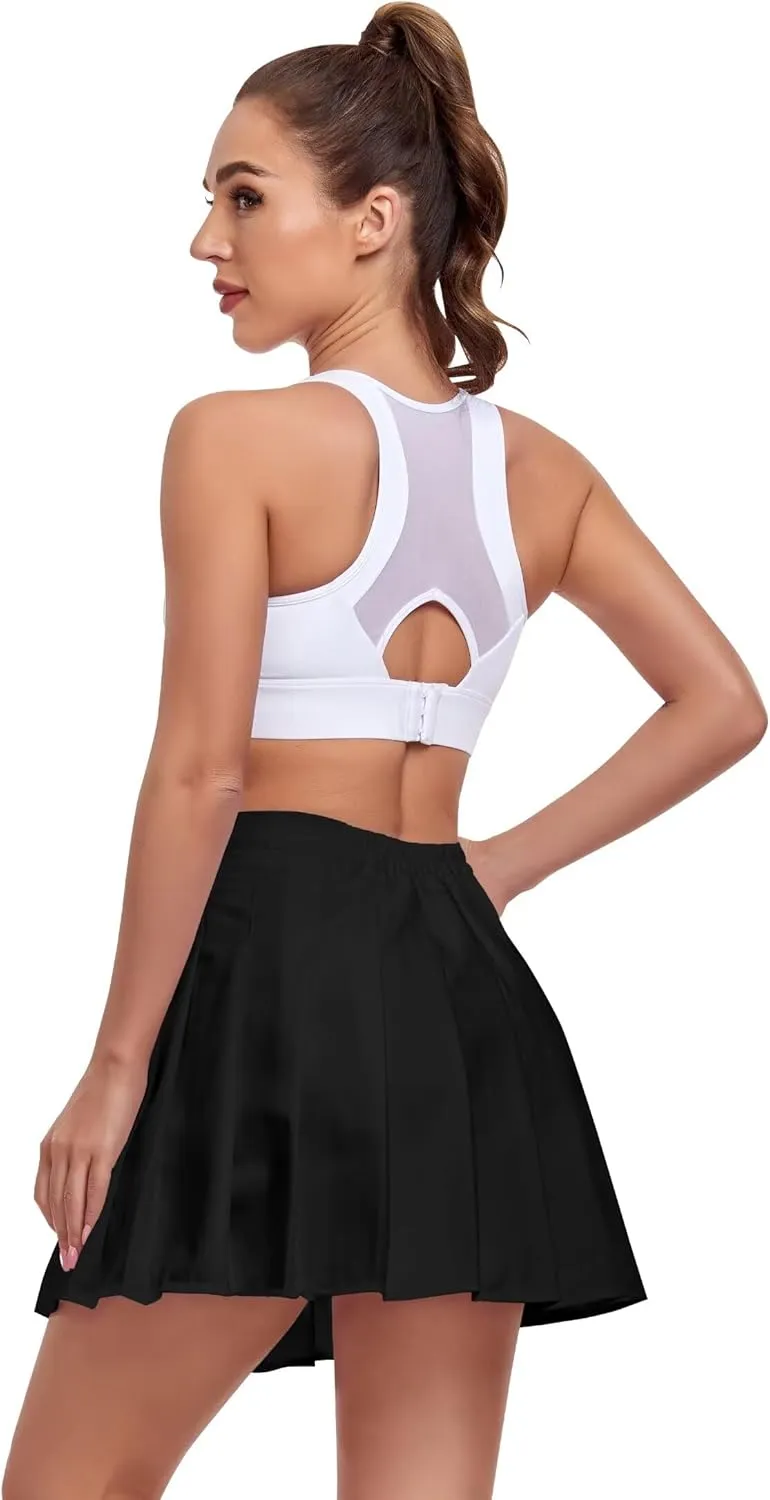 Pleated Skirts for Women Tennis Skirt with Shorts High Waisted Mini Skirt Athletic Golf Skirts Uniform Cheer Dress