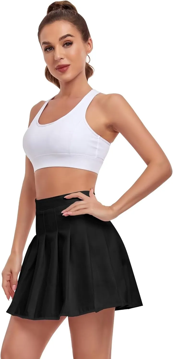 Pleated Skirts for Women Tennis Skirt with Shorts High Waisted Mini Skirt Athletic Golf Skirts Uniform Cheer Dress