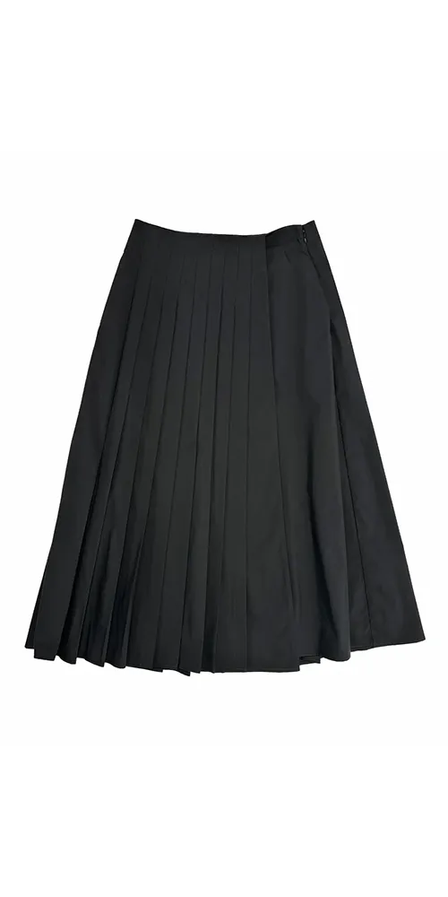 Pleated Wrap Skirt Black