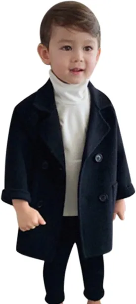 POLG Toddler Baby Girls Classic Wool Blend Coat Winter Double Breasted Trench Coat Outwear Pea Coat Jacket