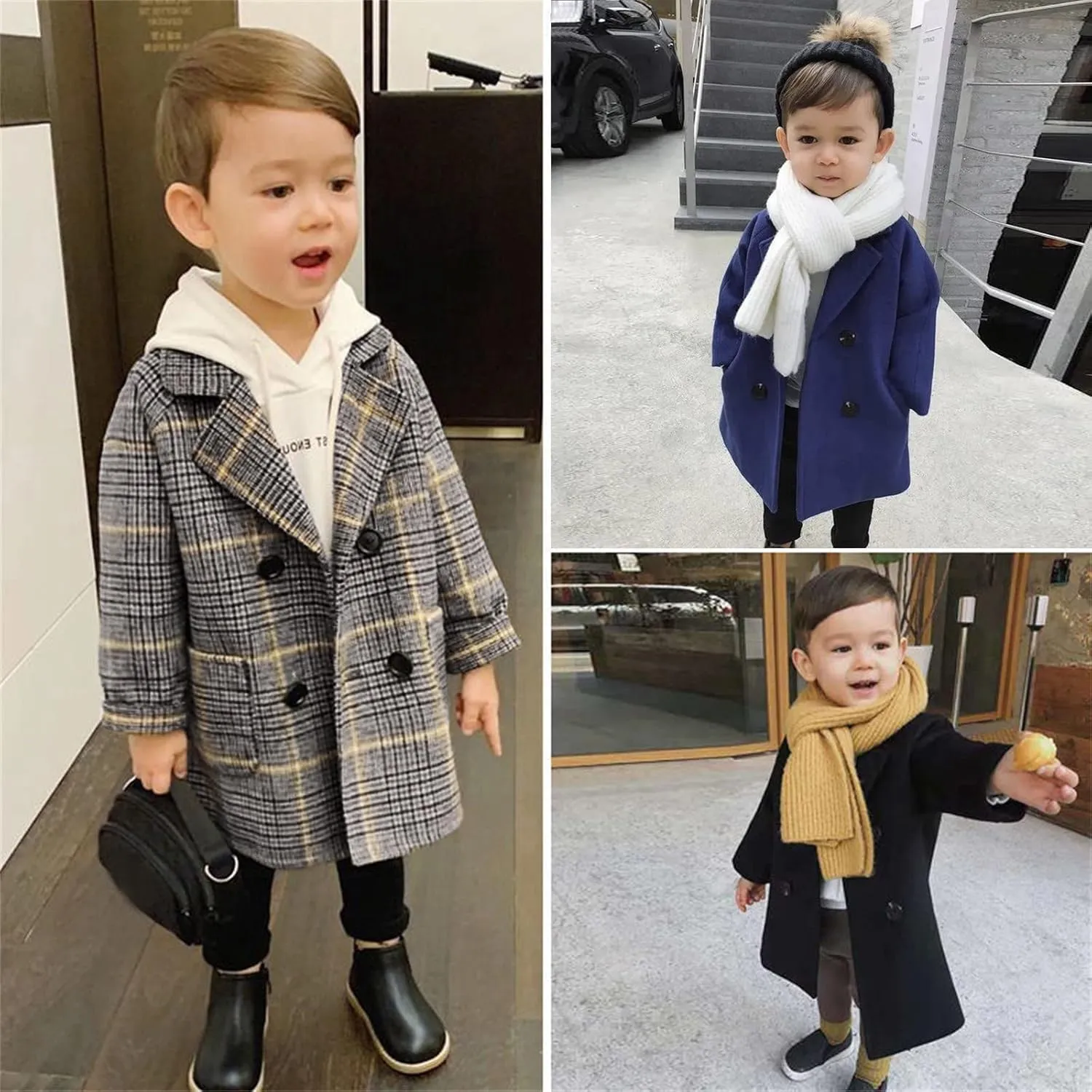 POLG Toddler Baby Girls Classic Wool Blend Coat Winter Double Breasted Trench Coat Outwear Pea Coat Jacket