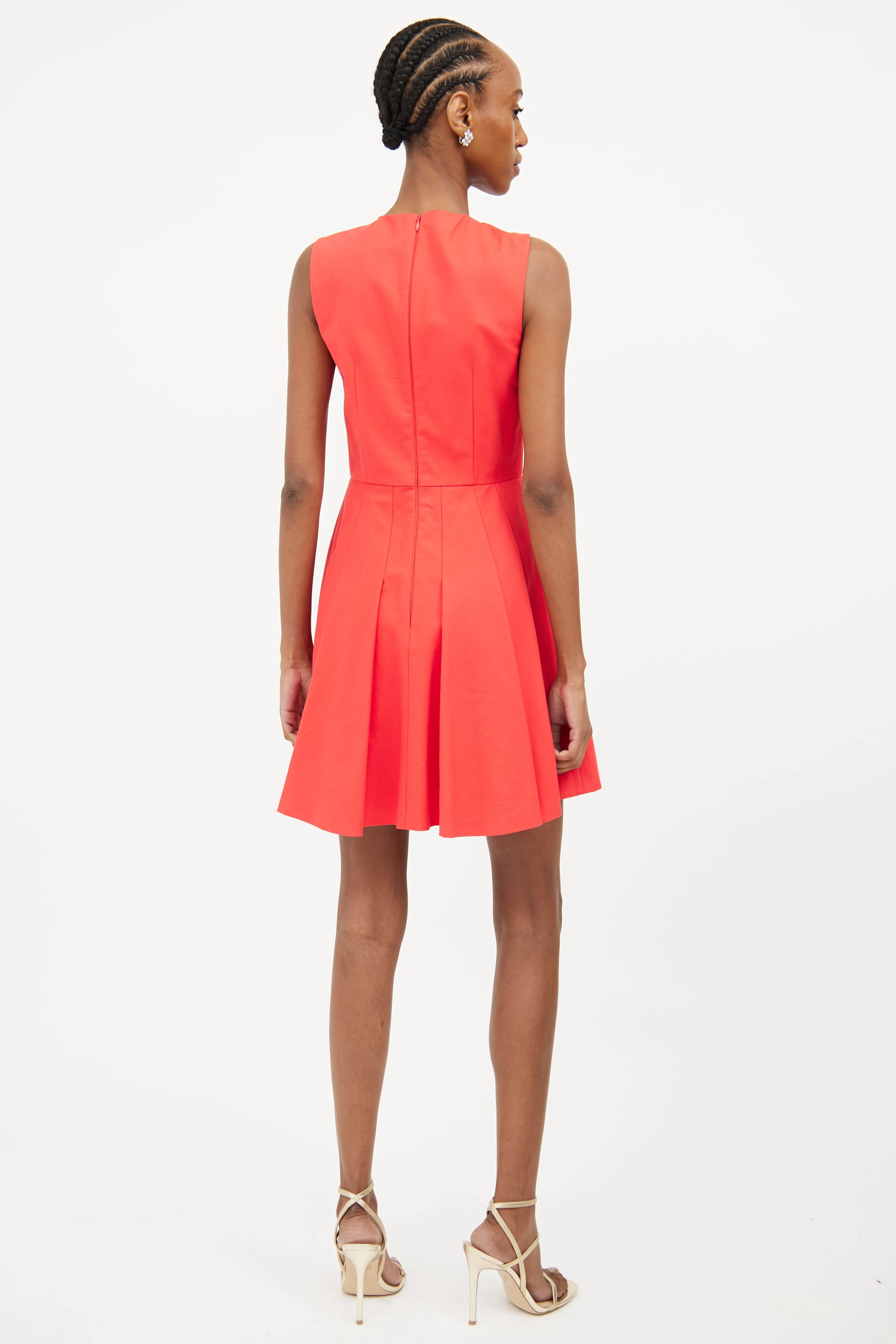 Red Pleated A-line Dress